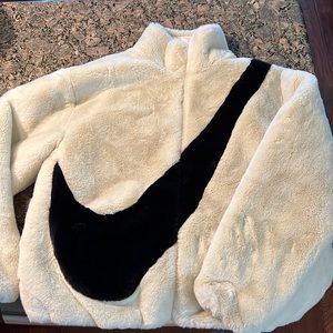 Nike Fur Coat Size small Cream and Black